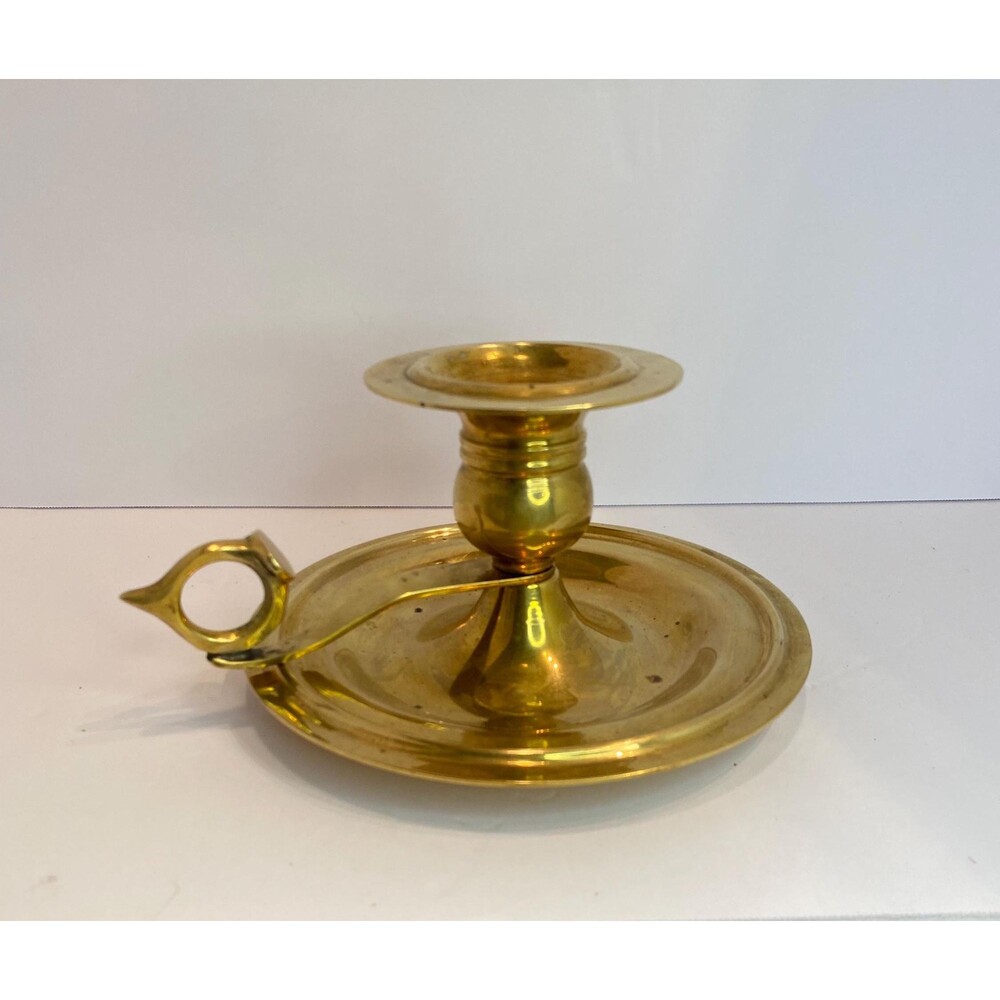 Vintage Chamberstick Candleholder Solid Brass
